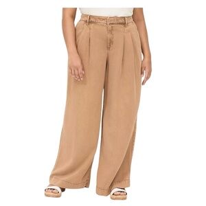 Lane Bryant Wide Leg Pleated Trouser Fluid Khaki Jean Casual Trendy Women's 20